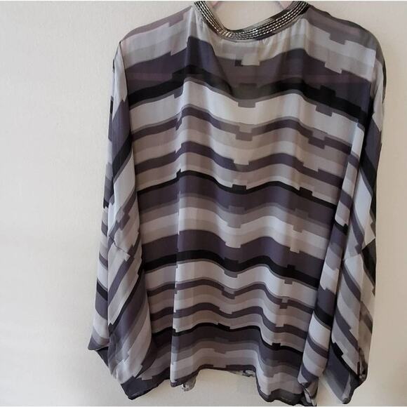 LANE Bryant Black and White Chevron striped Dolman sleeve tunic size 18/20 2X - Picture 2 of 6